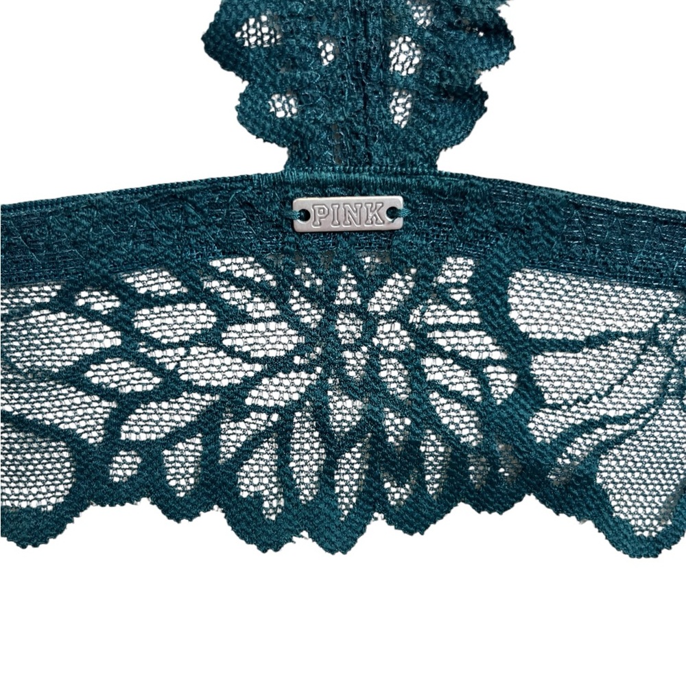 Victoria’s Secret PINK Teal Lace Racerback Bralette Large - Picture 5 of 8